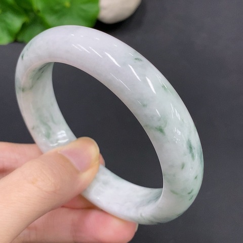 古玩玉器天然翡翠飄花手鐲(帶鑒定證書)拍賣,當前價格1500元