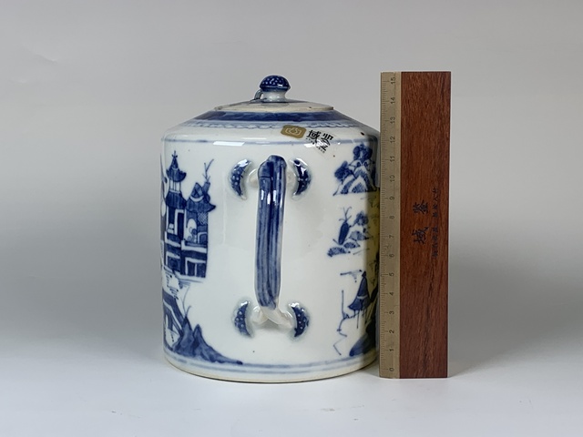 古玩陶瓷清中晚期·青花山水樓閣紋壺拍賣，當前價格414元