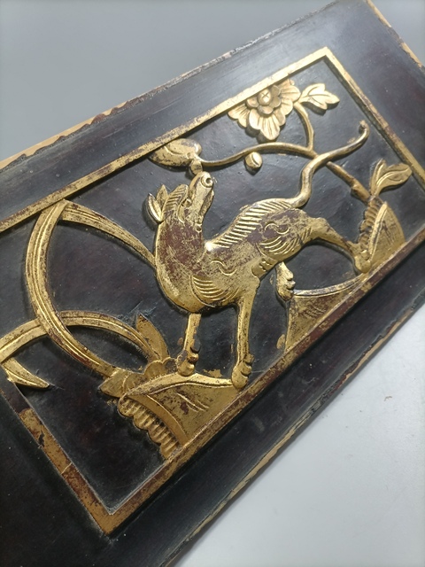 古玩雜項清代木雕花板兩塊拍賣,當前價格158元