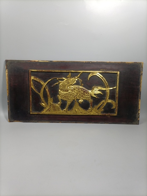 古玩雜項清代木雕花板兩塊拍賣,當前價格158元