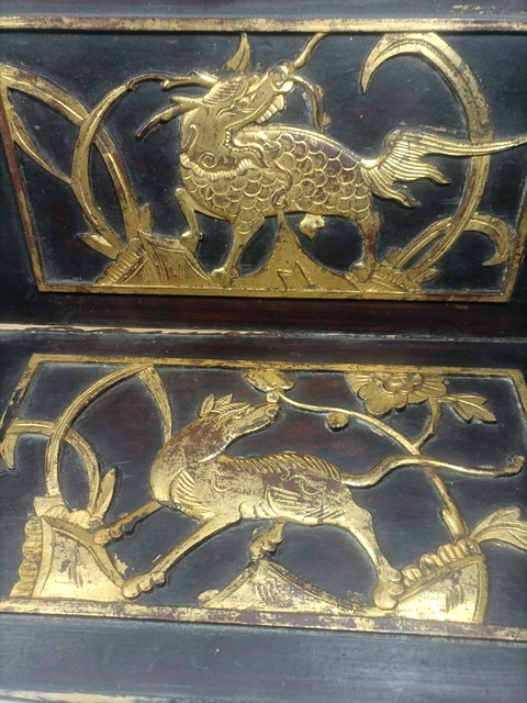 古玩雜項清代木雕花板兩塊拍賣,當前價格158元