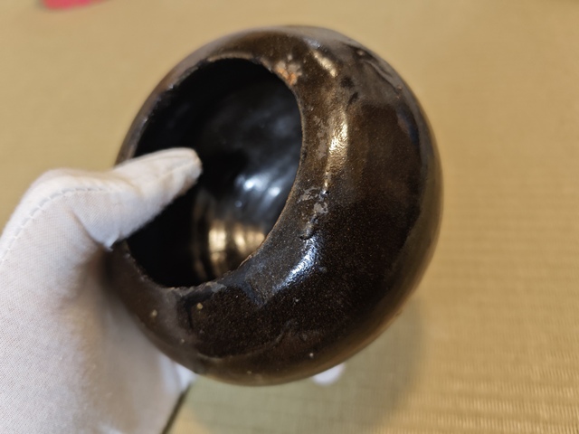 古玩陶瓷元末明初.醬釉圍棋罐拍賣，當前價格3500元