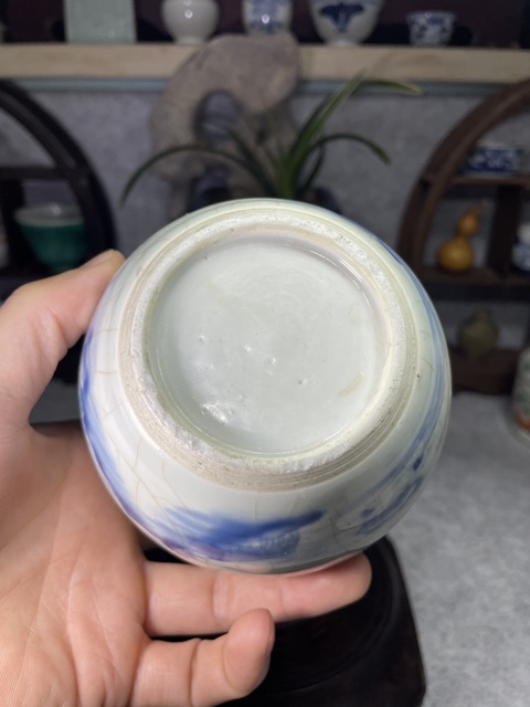 古玩陶瓷雍正青花山水人物紋罐拍賣，當前價格2599元