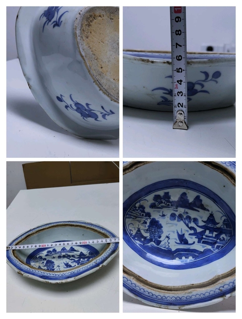 古玩陶瓷樓臺亭閣山水紋青花蓋盤拍賣，當(dāng)前價(jià)格1999元