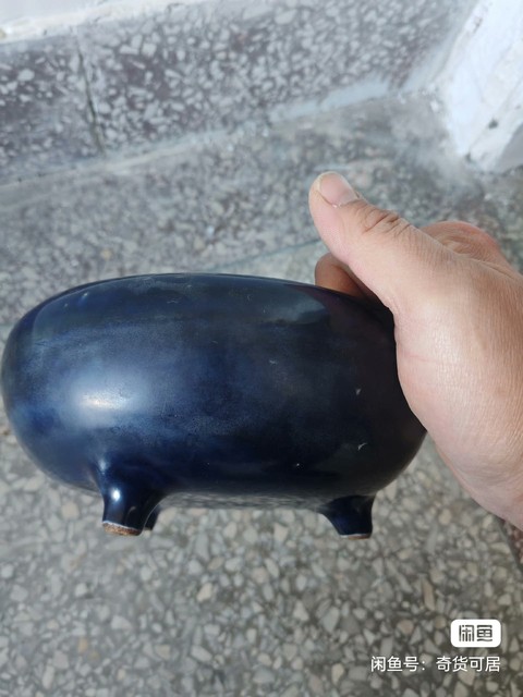 古玩陶瓷明末清初 祭藍(lán)釉香爐拍賣，當(dāng)前價格28000元