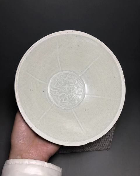 古玩陶瓷宋，青白釉六出筋雙魚碗拍賣，當前價格2000元