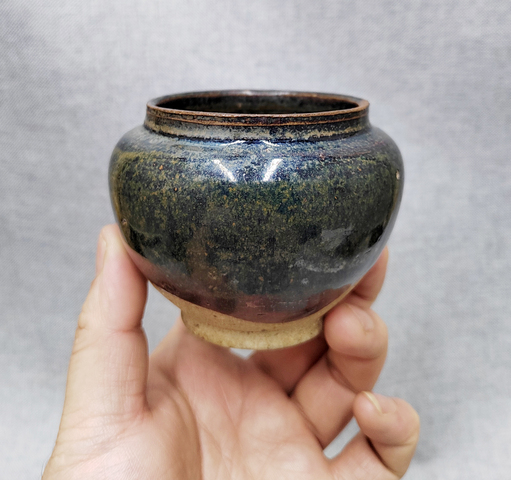 古玩陶瓷元末明初·黑釉茶入真品鑒賞圖