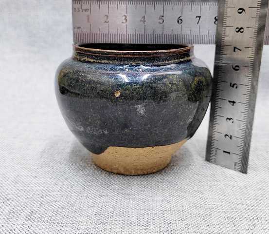 古玩陶瓷元末明初·黑釉茶入真品鑒賞圖