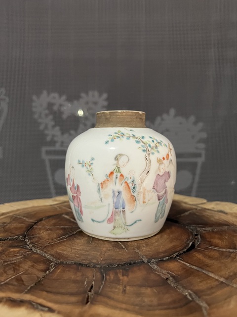 古玩陶瓷粉彩五子奪魁圖罐拍賣，當前價格2688元
