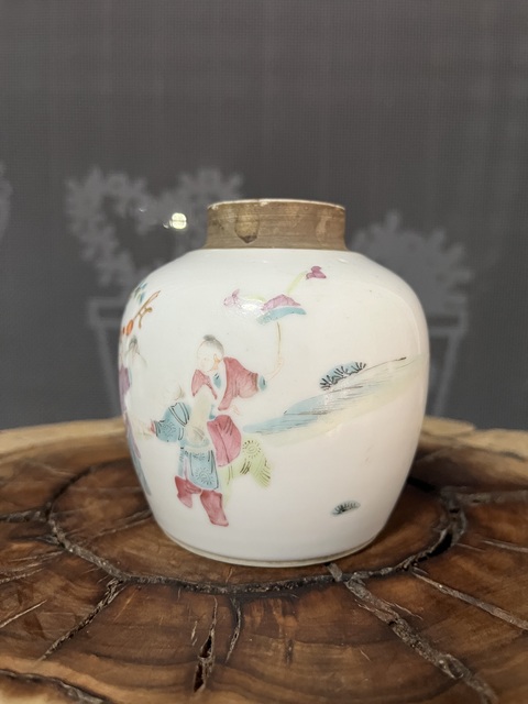 古玩陶瓷粉彩五子奪魁圖罐拍賣，當前價格2688元