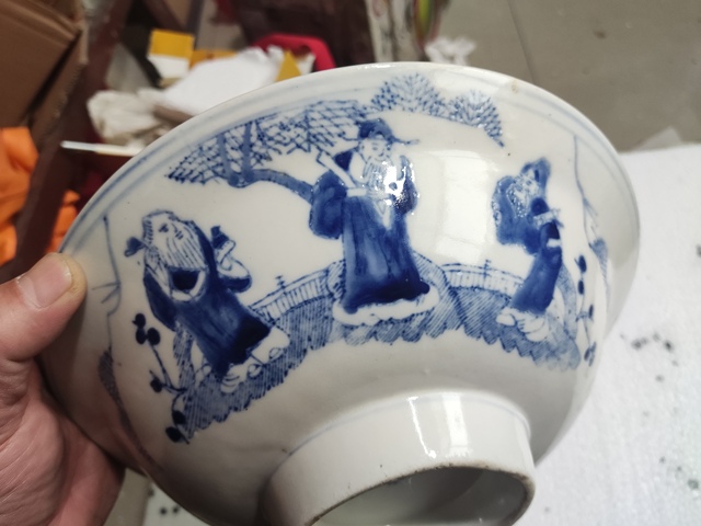 古玩陶瓷出口創匯期青花碗拍賣，當前價格188元