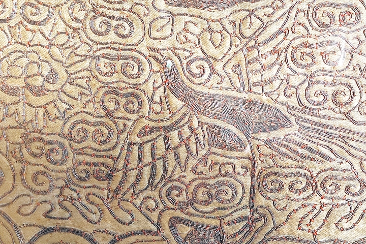 古玩陶瓷【0起-保真卡】清晚期?盤(pán)金繡九品文官練雀補(bǔ)子拍賣(mài)，當(dāng)前價(jià)格1800元