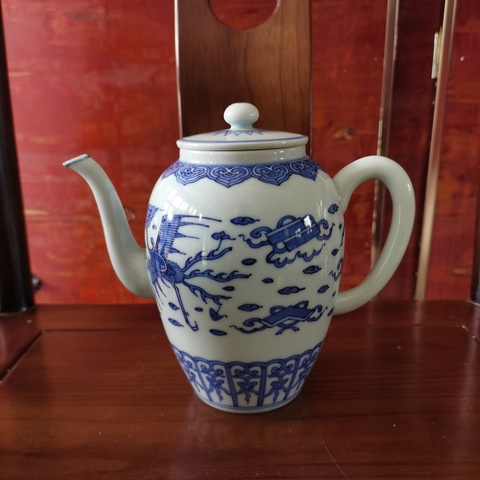 古玩陶瓷【精品】民國(guó)青花鳳紋壺拍賣，當(dāng)前價(jià)格1166元