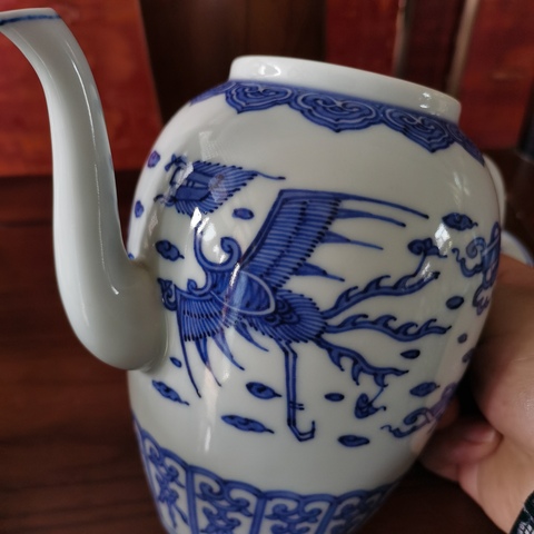 古玩陶瓷【精品】民國(guó)青花鳳紋壺拍賣，當(dāng)前價(jià)格1166元