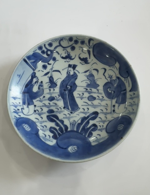 古玩陶瓷清雍乾青花三星高照盤拍賣，當(dāng)前價格448元