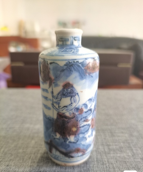 古玩陶瓷晚清青花釉里紅鼻煙壺拍賣,當前價格5800元