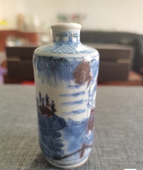 古玩陶瓷晚清青花釉里紅鼻煙壺拍賣,當前價格5800元