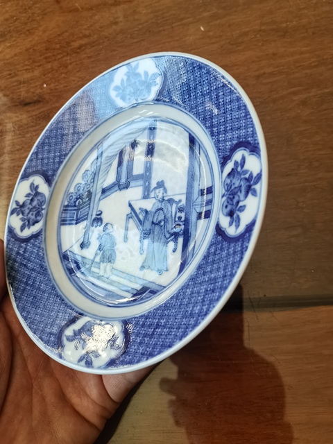 古玩陶瓷人物紋青花盤拍賣，當前價格5500元