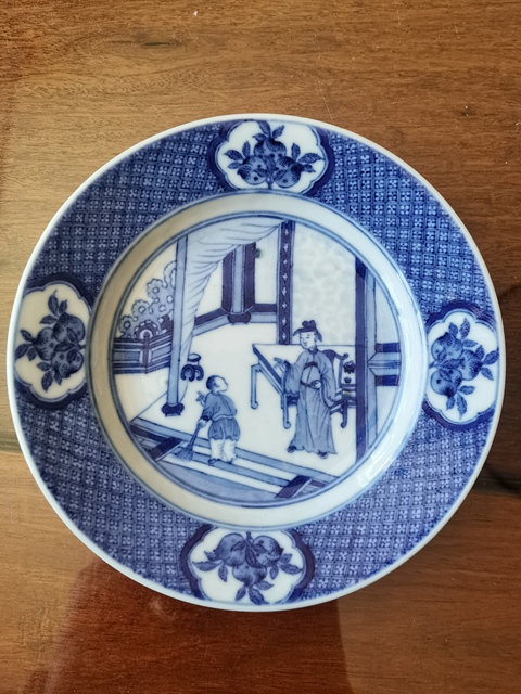 古玩陶瓷人物紋青花盤拍賣，當前價格5500元