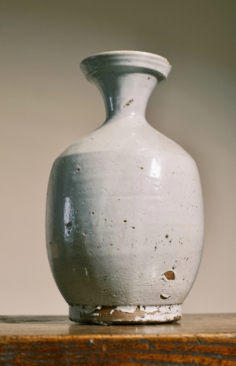 古玩陶瓷青白釉盤口瓶真品鑒賞圖