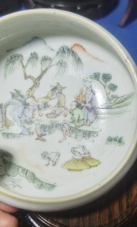 古玩陶瓷清晚·粉彩漁家樂人物紋筆洗拍賣，當(dāng)前價格12000元