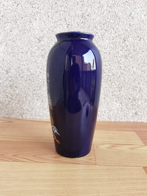 古玩陶瓷藍釉彩繪描金瓶拍賣,當前價格350元