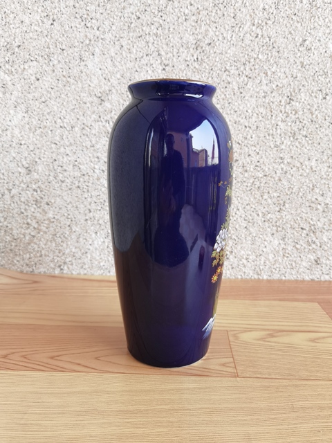 古玩陶瓷藍釉彩繪描金瓶拍賣,當前價格350元