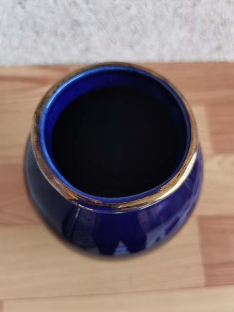 古玩陶瓷藍釉彩繪描金瓶拍賣,當前價格350元