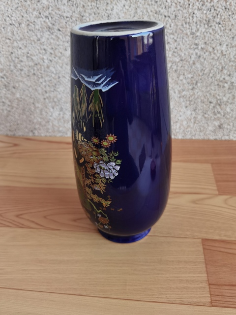 古玩陶瓷藍釉彩繪描金瓶拍賣,當前價格350元