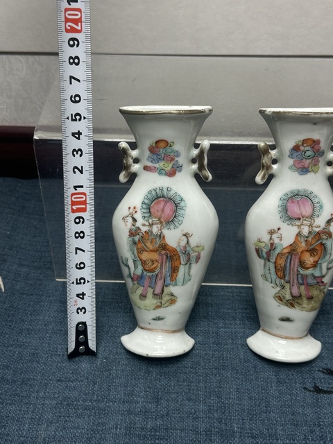 古玩陶瓷清同治超細(xì)路精品粉彩人物紋壁瓶一對拍賣，當(dāng)前價格6500元