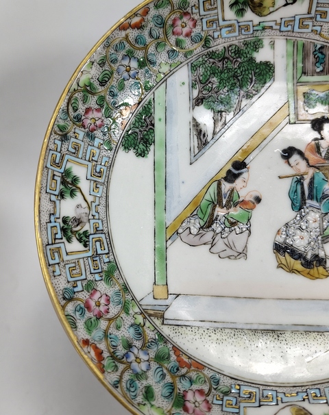 古玩陶瓷清咸豐-五彩人物故事盤拍賣，當前價格2369元