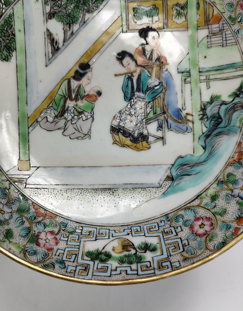 古玩陶瓷清咸豐-五彩人物故事盤拍賣，當前價格2369元