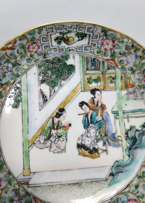 古玩陶瓷清咸豐-五彩人物故事盤拍賣，當前價格2369元