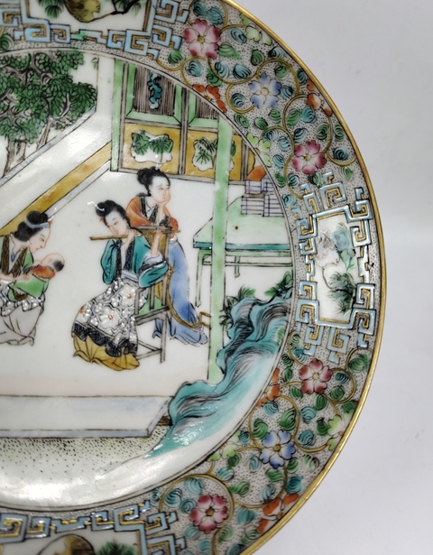 古玩陶瓷清咸豐-五彩人物故事盤拍賣，當前價格2369元