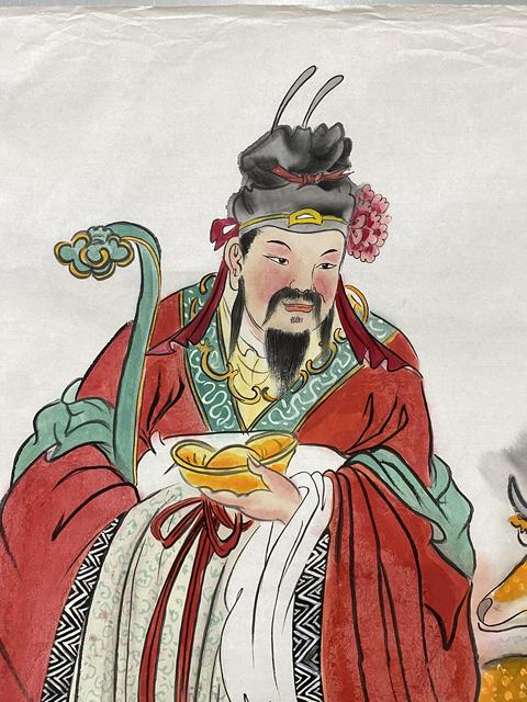 古玩字畫老師真跡帶合影名家純手繪字畫原作畫芯工筆國畫人物收藏結緣拍賣，當前價格999元