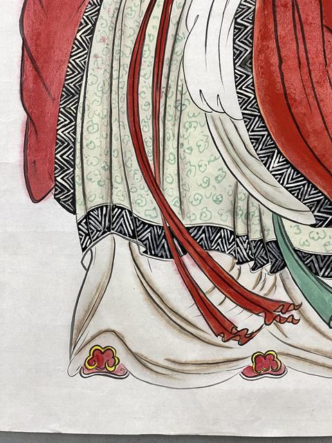 古玩字畫老師真跡帶合影名家純手繪字畫原作畫芯工筆國畫人物收藏結緣拍賣，當前價格999元