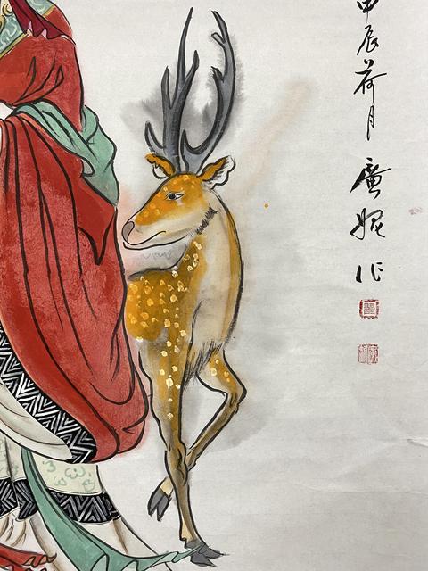 古玩字畫老師真跡帶合影名家純手繪字畫原作畫芯工筆國畫人物收藏結緣拍賣，當前價格999元