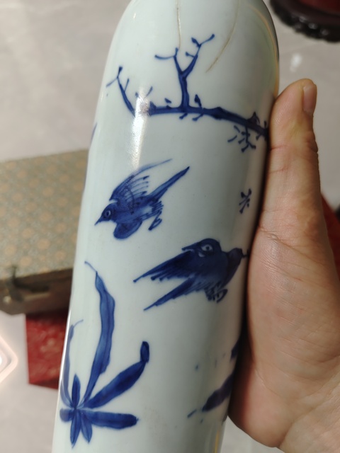古玩陶瓷花鳥紋青花一筒瓶拍賣,當前價格23000元
