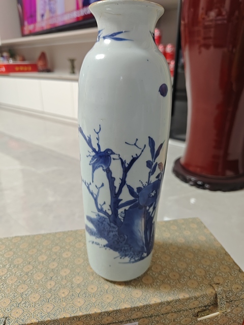 古玩陶瓷花鳥紋青花一筒瓶拍賣,當前價格23000元