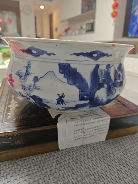 古玩陶瓷山水紋青花香爐拍賣,當前價格21000元