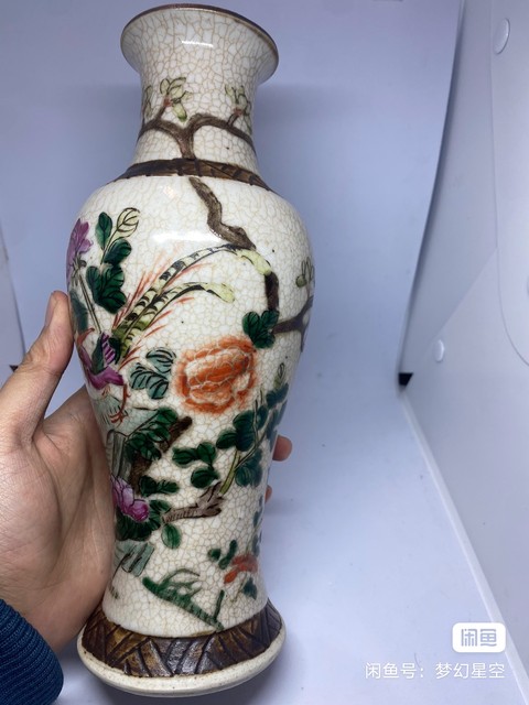 中国古美術 清の時代　哥釉五彩 花鳥文花瓶　高さ30cm 五彩花鳥文瓶 | 景徳鎮窯 | 収蔵品詳細 | 作品を知る | 東京富士