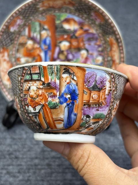 古玩陶瓷乾隆廣彩滿大人杯碟套拍賣,當前價格7588元