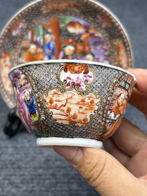古玩陶瓷乾隆廣彩滿大人杯碟套拍賣,當前價格7588元