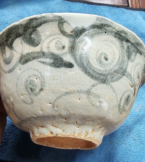 古玩陶瓷明中晚期青花云花紋碗拍賣,當前價格120元