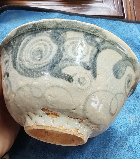 古玩陶瓷明中晚期青花云花紋碗拍賣,當前價格120元