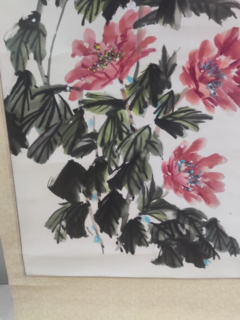古玩字畫手工原裝原裱牡丹圖拍賣,當前價格228元