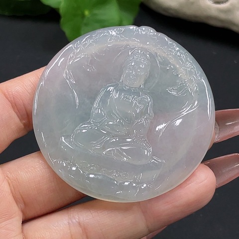 古玩玉器天然翡翠佛牌掛件拍賣，當前價格2888元