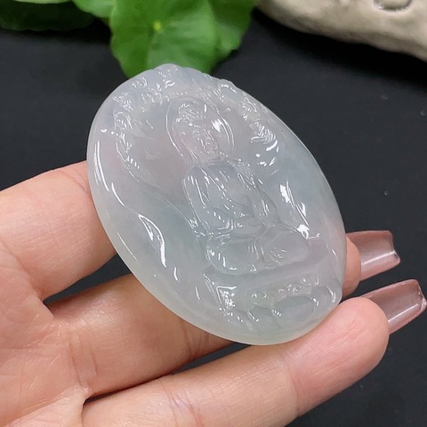 古玩玉器天然翡翠佛牌掛件拍賣，當前價格2888元