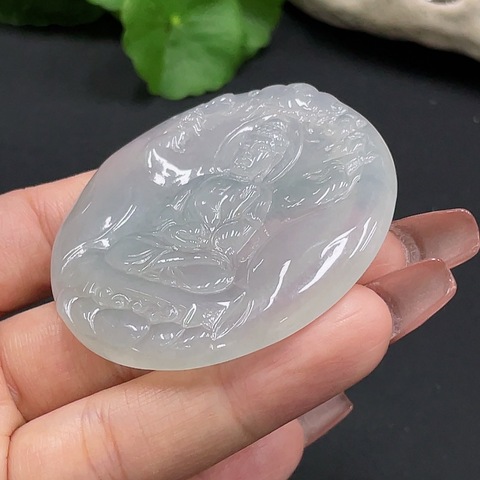 古玩玉器天然翡翠佛牌掛件拍賣，當前價格2888元