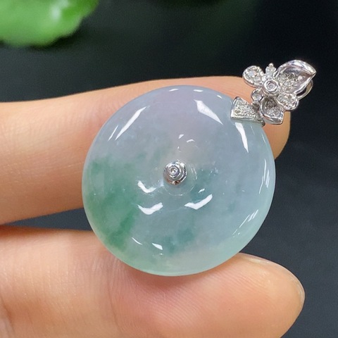 古玩玉器18K金鑲嵌翡翠平安扣(6.58g)拍賣，當前價格2999元